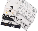 Lot de 10 carrés de tissu patchwork prédécoupés en coton imprimé animal, 50 cm x 50 cm, noir et blanc